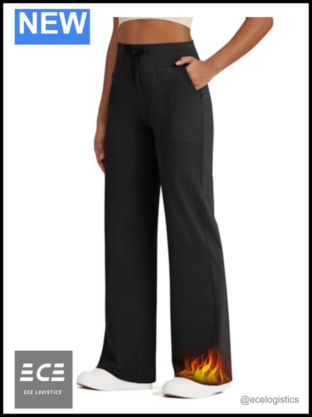 G4Free Fleece Lined Wide Leg Pants for Women with Pockets Drawstring Waist